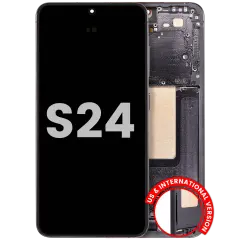 OLED Assembly With Frame For Samsung Galaxy S24 5G (US & International Version) (Used OEM Pull: Grade B/C) (Onyx Black)