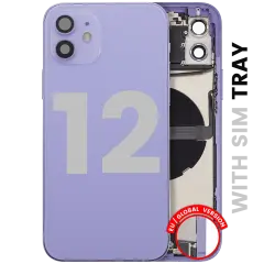 Back Housing W/ Charging Port Flex & Small Parts  For iPhone 12 (EU / Global Version) (Used OEM Pull: Grade C) (Purple)