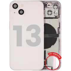 Back Housing W/ Charging Port Flex & Small Parts  For iPhone 13 (US Version) (Used OEM Pull: Grade A) (Pink)