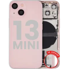 Back Housing W/ Charging Port Flex & Small Parts  For iPhone 13 Mini (US Version) (Used OEM Pull: Grade A) (Pink)
