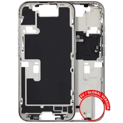 Mid-Frame Housing W/ Small Parts For iPhone 16 Pro (EU / Global Version) (Used OEM Pull: Grade C) (White Titanium)