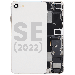 Back Housing W/ Charging Port Flex and Small Components Pre-Installed For iPhone SE (2022) (Used OEM Pull: Grade A) (Starlight)