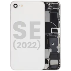 Back Housing W/ Charging Port Flex and Small Components Pre-Installed For iPhone SE (2022) (Used OEM Pull: Grade B) (Starlight)