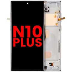 LCD Assembly With Frame (Without Finger Print Sensor) For Samsung Galaxy Note 10 Plus (Aftermarket Plus: Incell) (Aura Glow / Silver)