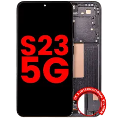 OLED Assembly With Frame For Samsung Galaxy S23 5G (US & International) (Aftermarket Plus) (Phantom Black)