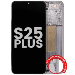OLED Assembly With Frame For Samsung Galaxy S25 Plus 5G (US & International Version) (Used OEM Pull : Grade B) (Silver Shadow)