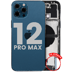 Back Housing W/ Charging Port Flex & Small Parts  For iPhone 12 Pro Max (US Version) (Used OEM Pull: Grade C) (Pacific Blue)