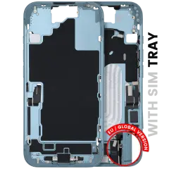 Mid-Frame Housing W/ Charging Port Flex & Small Parts For iPhone 16 (EU / Global Version) (Used OEM Pull: Grade B) (Teal)