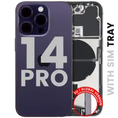 Back Housing W/ Charging Port Flex & Small Parts  For iPhone 14 Pro (EU / Global Version) (Used OEM Pull: Grade B) (Deep Purple)