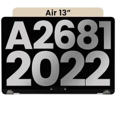 Complete LCD Display Assembly For MacBook Air 13" (A2681 / Mid 2022) (Used OEM Pull: Grade B) (Starlight)