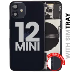 Back Housing W/ Small Parts For iPhone 12 Mini (EU / Global Version) (Used OEM Pull: Grade A) (Black)