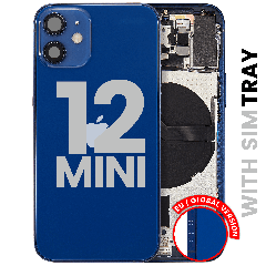 Back Housing W/ Small Parts For iPhone 12 Mini (EU / Global Version) (Used OEM Pull: Grade C) (Blue)