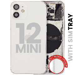 Back Housing W/ Small Parts For iPhone 12 Mini (EU / Global Version) (Used OEM Pull: Grade B) (White)