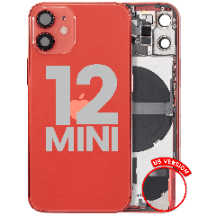 Back Housing W/ Small Parts For iPhone 12 Mini (US Version) (Used OEM Pull: Grade A) (Red)