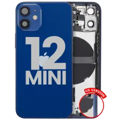 Back Housing W/ Small Parts For iPhone 12 Mini (US Version) (Used OEM Pull: Grade B) (Blue)