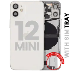 Back Housing W/ Charging Port Flex & Small Parts For iPhone 12 Mini (EU / Global Version) (Used OEM Pull: Grade B) (White)