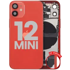 Back Housing W/ Charging Port Flex & Small Parts For iPhone 12 Mini (US Version) (Used OEM Pull: Grade A) (Red)