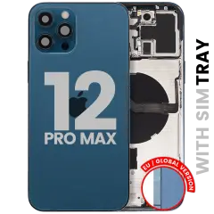 Back Housing W/ Small Parts For iPhone 12 Pro Max (EU / Global Version) (Used OEM Pull: Grade B) (Pacific Blue)