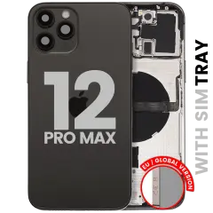 Back Housing W/ Small Parts For iPhone 12 Pro Max (EU / Global Version) (Used OEM Pull: Grade B) (Graphite)