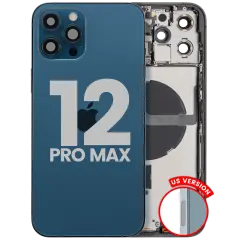 Back Housing W/ Small Parts For iPhone 12 Pro Max (US Version) (Used OEM Pull: Grade B) (Pacific Blue)