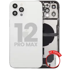 Back Housing W/ Charging Port Flex & Small Parts For iPhone 12 Pro Max (US Version) (Used OEM Pull: Grade A) (Silver)