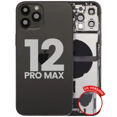 Back Housing W/ Charging Port Flex & Small Parts For iPhone 12 Pro Max (US Version) (Used OEM Pull: Grade B) (Graphite)