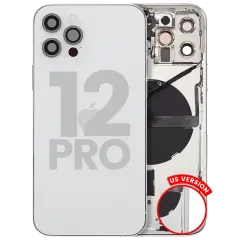 Back Housing W/ Small Parts For iPhone 12 Pro (US Version) (Used OEM Pull: Grade A) (Silver)