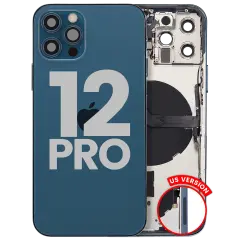 Back Housing W/ Small Parts For iPhone 12 Pro (US Version) (Used OEM Pull: Grade B) (Pacific Blue)