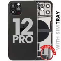 Back Housing W/ Charging Port Flex & Small Parts For iPhone 12 Pro (EU / Global Version) (Used OEM Pull: Grade A) (Graphite)