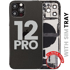 Back Housing W/ Charging Port Flex & Small Parts For iPhone 12 Pro (EU / Global Version) (Used OEM Pull: Grade B) (Graphite)