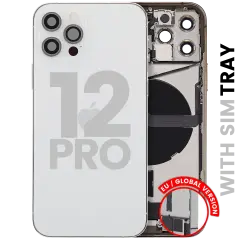 Back Housing W/ Charging Port Flex & Small Parts For iPhone 12 Pro (EU / Global Version) (Used OEM Pull: Grade B) (Silver)