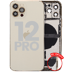 Back Housing W/ Charging Port Flex & Small Parts For iPhone 12 Pro (US Version) (Used OEM Pull: Grade A) (Gold)