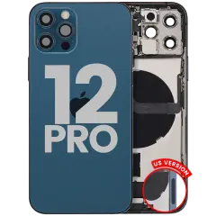 Back Housing W/ Charging Port Flex & Small Parts For iPhone 12 Pro (US Version) (Used OEM Pull: Grade A) (Pacific Blue)