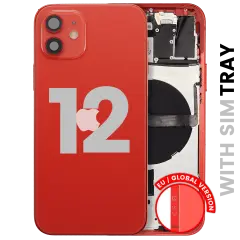 Back Housing W/ Small Parts For iPhone 12 (EU / Global Version) (Used OEM Pull: Grade A) (Red)
