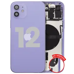Back Housing W/ Small Parts For iPhone 12 (US Version) (Used OEM Pull: Grade B) (Purple)