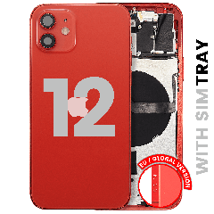 Back Housing W/ Small Parts For iPhone 12 (EU / Global Version) (Used OEM Pull: Grade B) (Red)