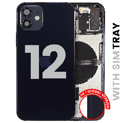 Back Housing W/ Small Parts For iPhone 12 (EU / Global Version) (Used OEM Pull: Grade C) (Black)