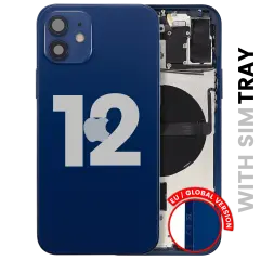 Back Housing W/ Small Parts For iPhone 12 (EU / Global Version) (Used OEM Pull: Grade A) (Blue)