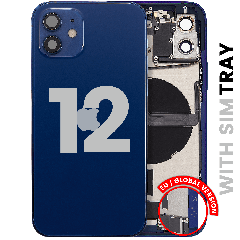 Back Housing W/ Charging Port Flex & Small Parts For iPhone 12 (EU / Global Version) (Used OEM Pull: Grade B) (Blue)