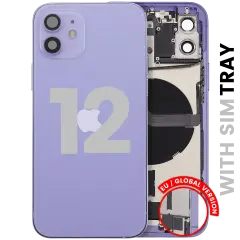 Back Housing W/ Charging Port Flex & Small Parts For iPhone 12 (EU / Global Version) (Used OEM Pull: Grade B) (Purple)