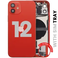 Back Housing W/ Charging Port Flex & Small Parts For iPhone 12 (EU / Global Version) (Used OEM Pull: Grade B) (Red)