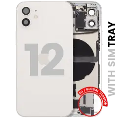 Back Housing W/ Charging Port Flex & Small Parts For iPhone 12 (EU / Global Version) (Used OEM Pull: Grade C) (White)