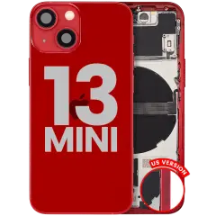 Back Housing W/ Small Parts For iPhone 13 Mini (US Version) (Used OEM Pull: Grade B) (Red)