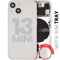Back Housing W/ Small Parts For iPhone 13 Mini (EU / Global Version) (Used OEM Pull: Grade A) (Starlight)