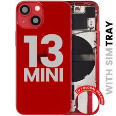 Back Housing W/ Small Parts For iPhone 13 Mini (EU / Global Version) (Used OEM Pull: Grade A) (Red)