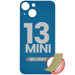 Back Glass With 3M Adhesive For iPhone 13 Mini (No Logo / Large Camera Hole) (Blue)