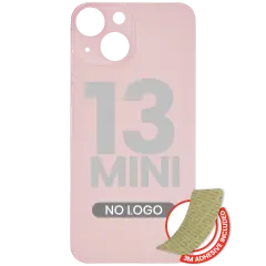 Back Glass With 3M Adhesive For iPhone 13 Mini (No Logo / Large Camera Hole) (Pink)