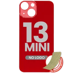 Back Glass With 3M Adhesive For iPhone 13 Mini (No Logo / Large Camera Hole) (Red)