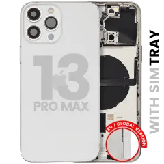 Back Housing W/ Small Parts For iPhone 13 Pro Max (EU / Global Version) (Used OEM Pull: Grade C) (Silver)