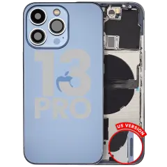 Back Housing W/ Small Parts For iPhone 13 Pro (US Version) (Used OEM Pull: Grade B) (Sierra Blue)